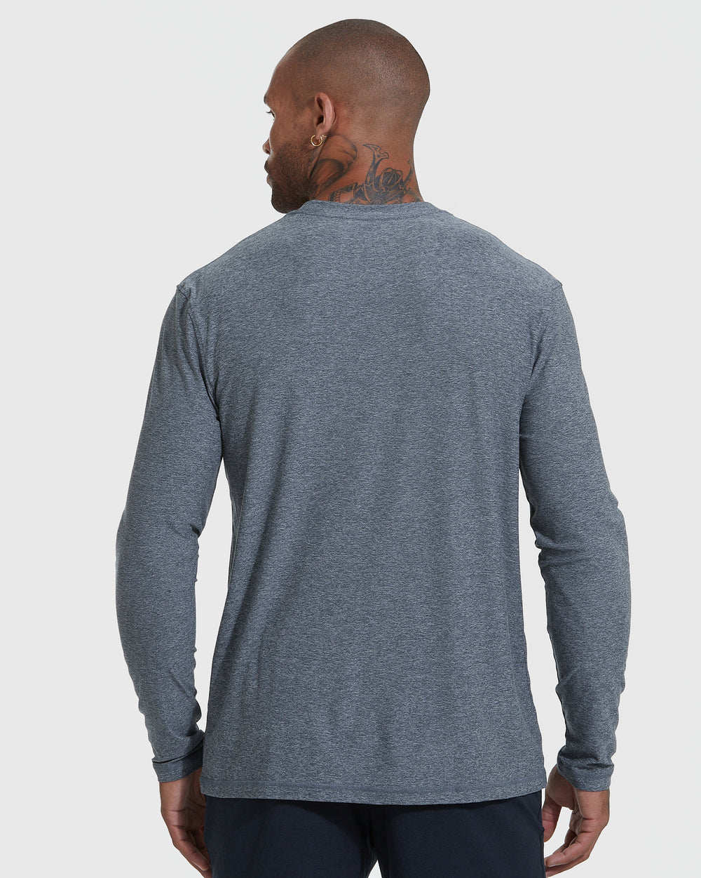 Heather Navy Active Long Sleeve Crew T-Shirt