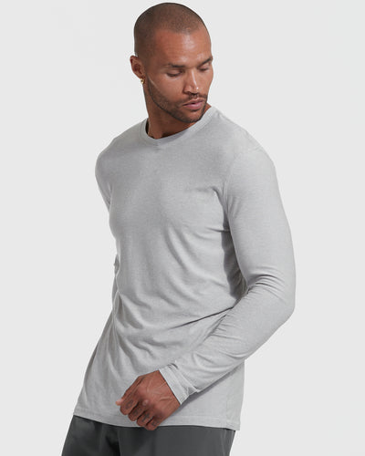 Active Long Sleeve Crew Neck - Heather Light Gray