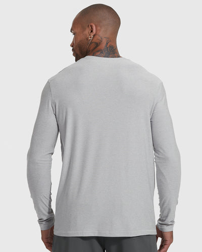 Active Long Sleeve Crew Neck - Heather Light Gray