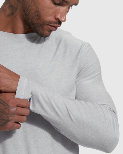 Active Long Sleeve Crew Neck - Heather Light Gray