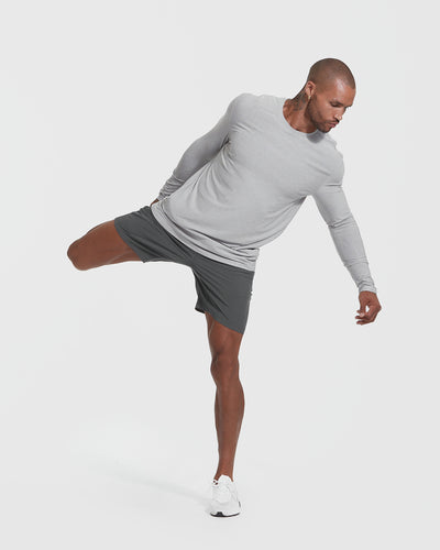 Active Long Sleeve Crew Neck - Heather Light Gray