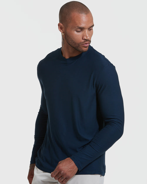 Navy Active Long Sleeve Crew T-Shirt