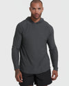 Man in Charcoal Heather Gray Active Hoodie and black athletic shorts.