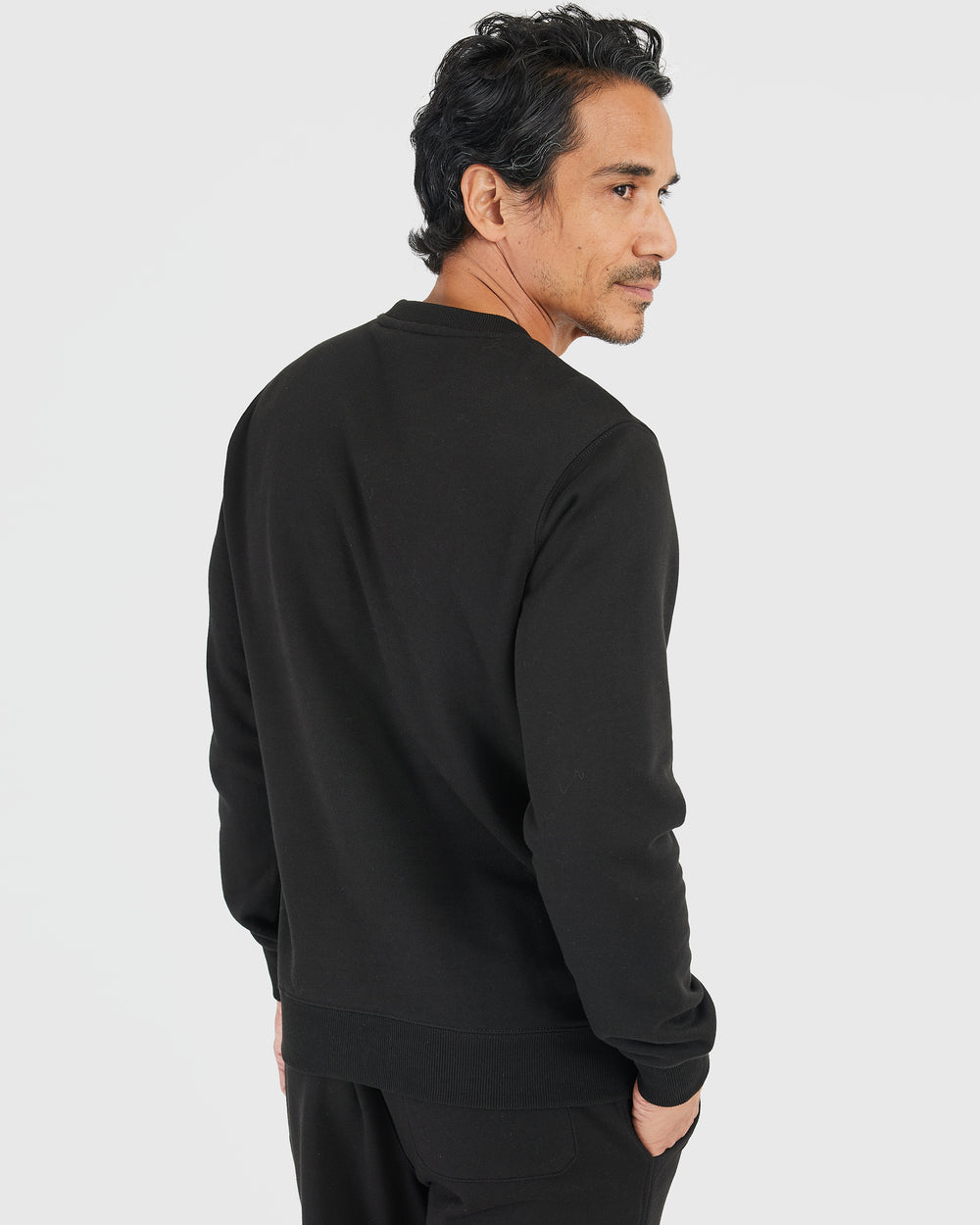 Black Fleece French Terry Pullover Crew Neck Sweatshirt