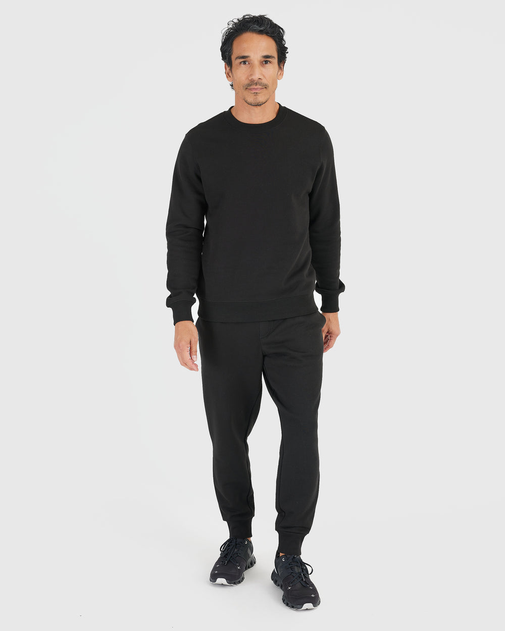 Black Fleece French Terry Pullover Crew Neck Sweatshirt