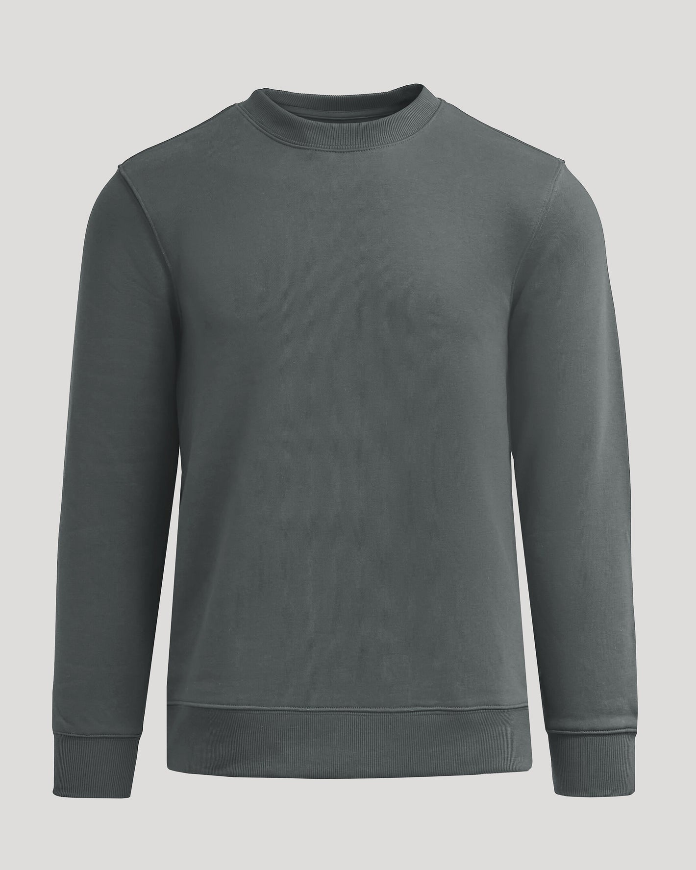 Carbon Fleece French Terry Pullover Crew Neck with ribbed cuffs and hem.