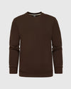 Dark Oak Fleece French Terry Pullover Crew Neck, dark-brown, long-sleeved sweatshirt.