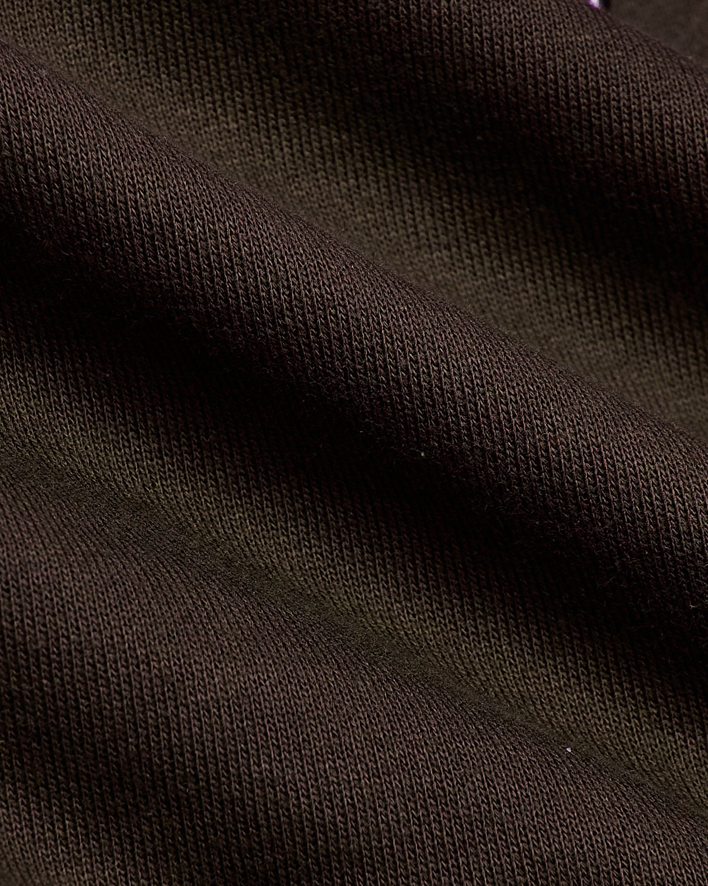 Dark Oak Fleece French Terry Pullover Hoodie close-up, showcasing knit texture.