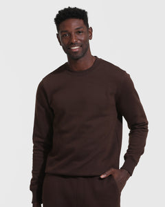 True ClassicDark Oak Fleece French Terry Pullover Crew Neck Sweatshirt