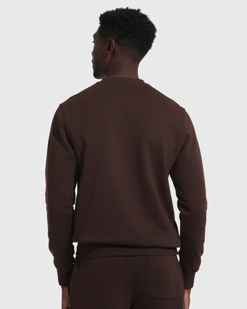 Dark Oak Fleece French Terry Pullover Crew Neck Sweatshirt