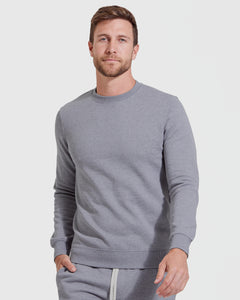 True ClassicHeather Gray Fleece French Terry Pullover Crew Neck Sweatshirt