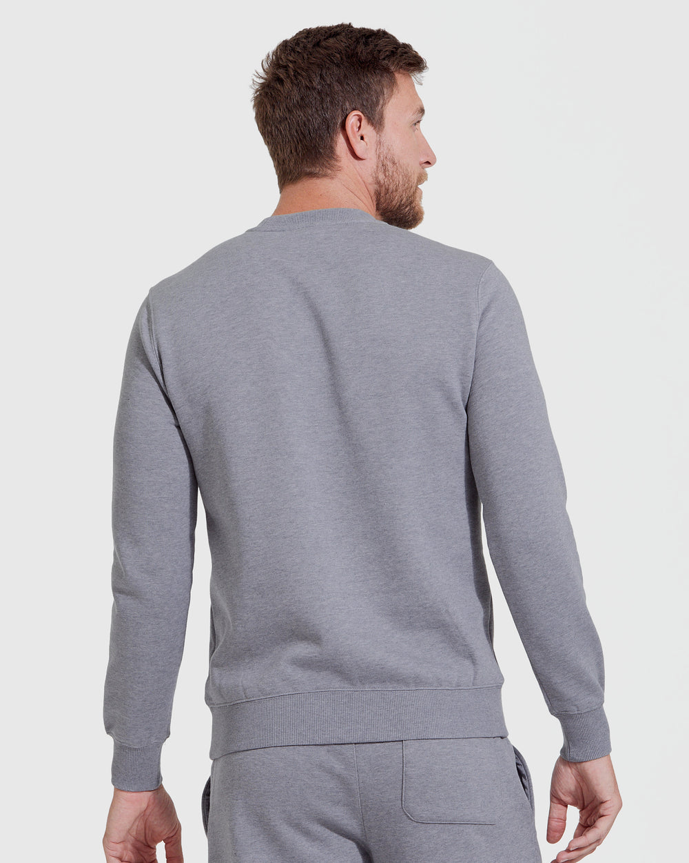 Heather Gray Fleece French Terry Pullover Crew Neck