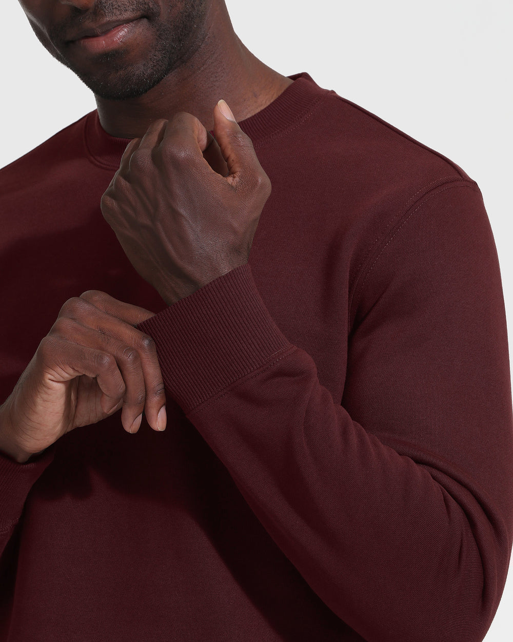 Mahogany Fleece French Terry Pullover Crew Neck Sweatshirt