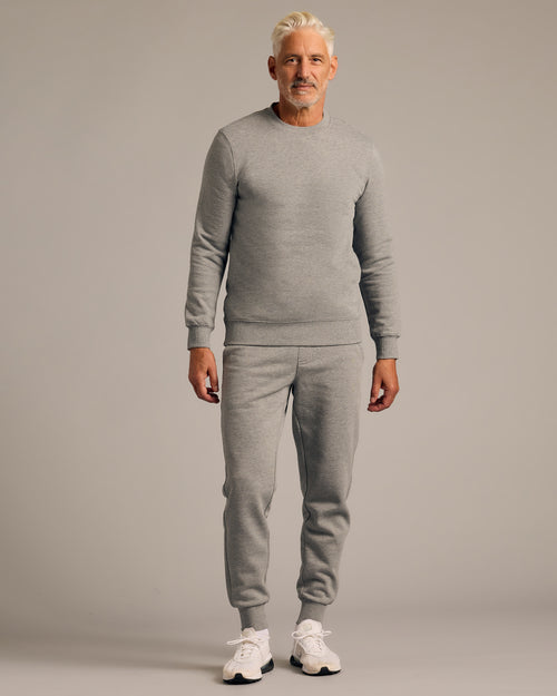 Medium Heather Gray Fleece Crew and Jogger 2-Pack