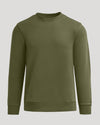 Military Green Fleece French Terry Pullover Crew Neck laid flat.