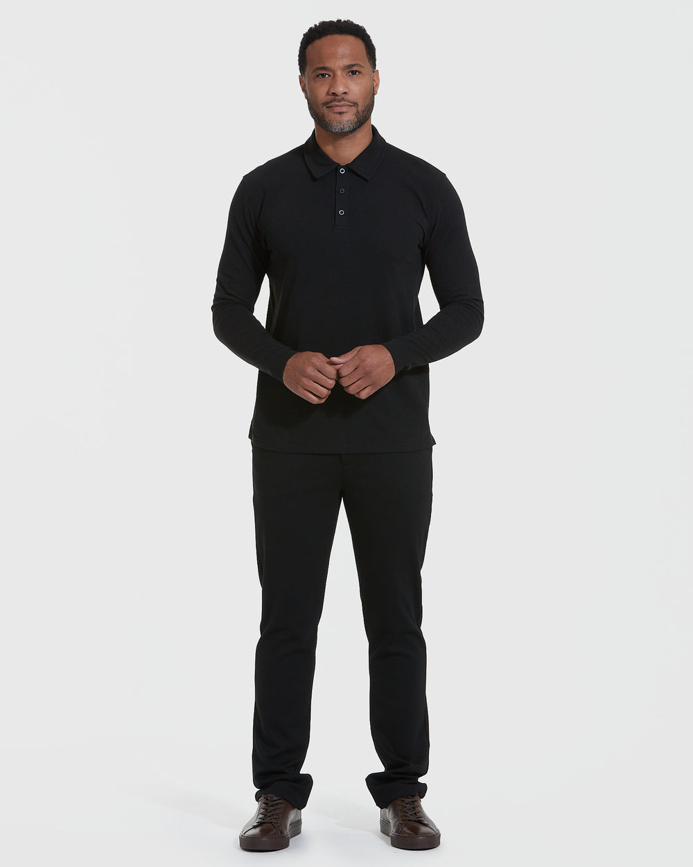 Black Long Sleeve Polo