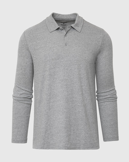 Heather Gray Long Sleeve Polo