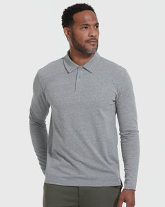 True ClassicHeather Gray Long Sleeve Polo