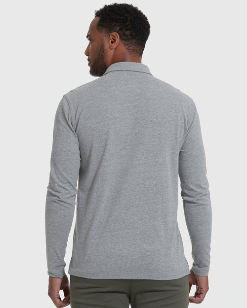 Heather Gray Long Sleeve Polo