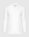 White Long Sleeve Polo with classic collar and three-button placket.