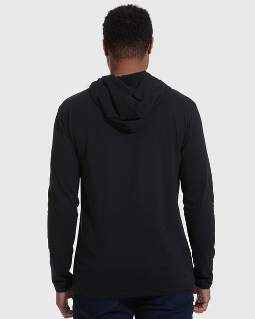 Black Hooded Long Sleeve T-Shirt