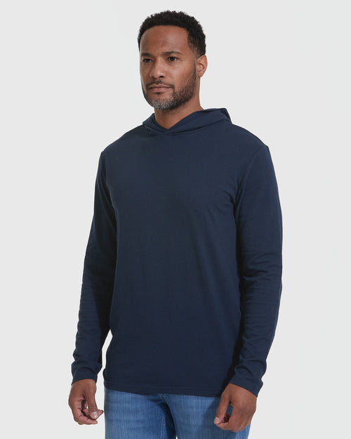 Navy Hooded Long Sleeve T-Shirt