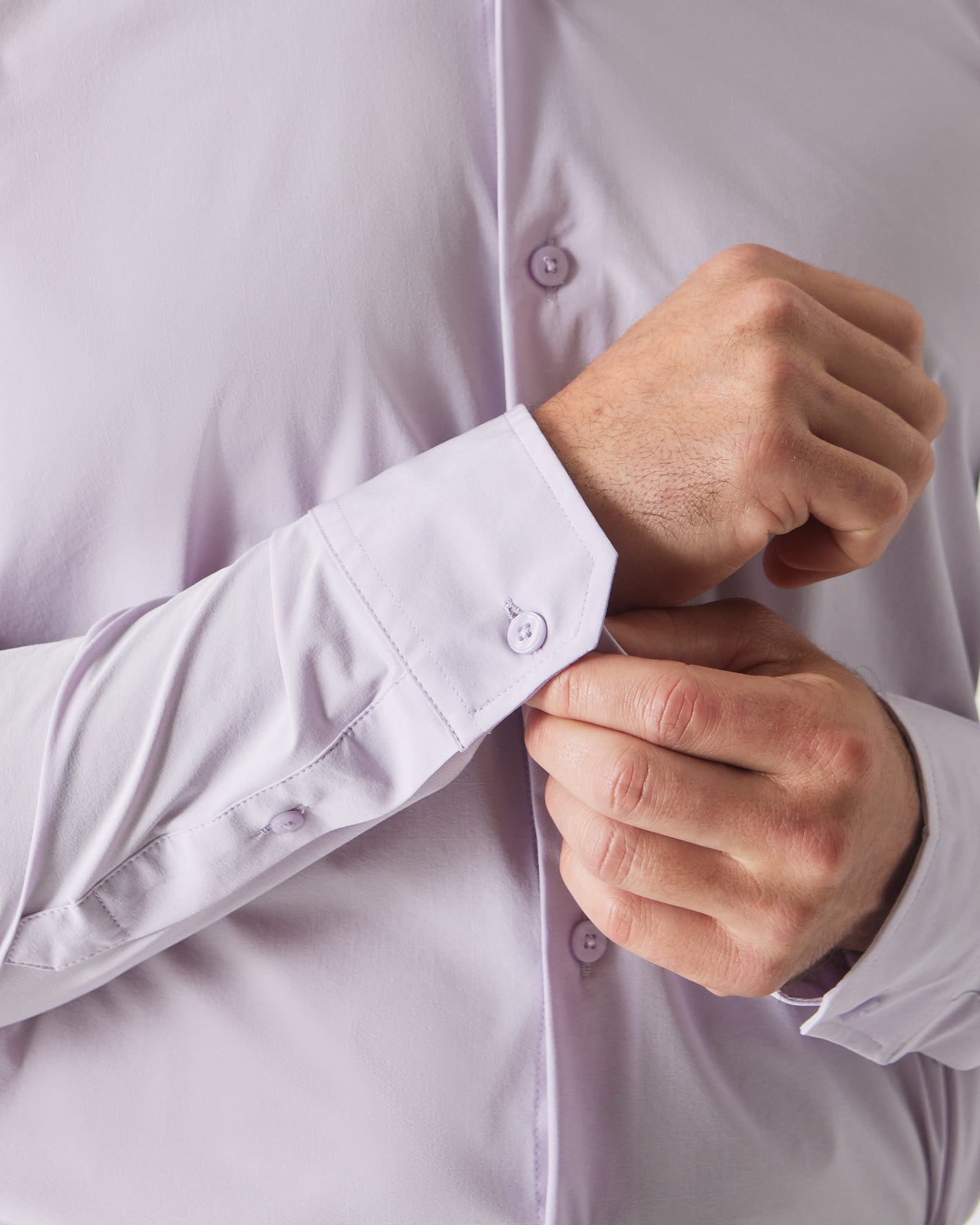 Fastening cuff on Orchid Long Sleeve Lightweight Dress Shirt.