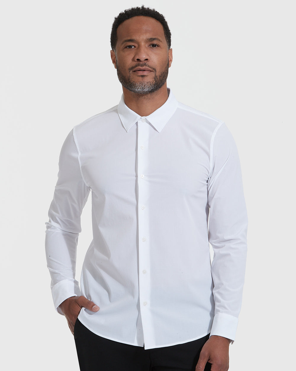 White Performance Lightweight Dress Shirt