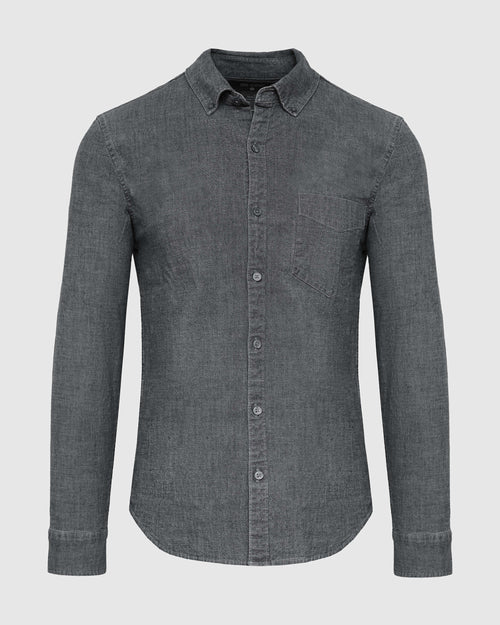 Black Wash Long Sleeve Chambray Shirt