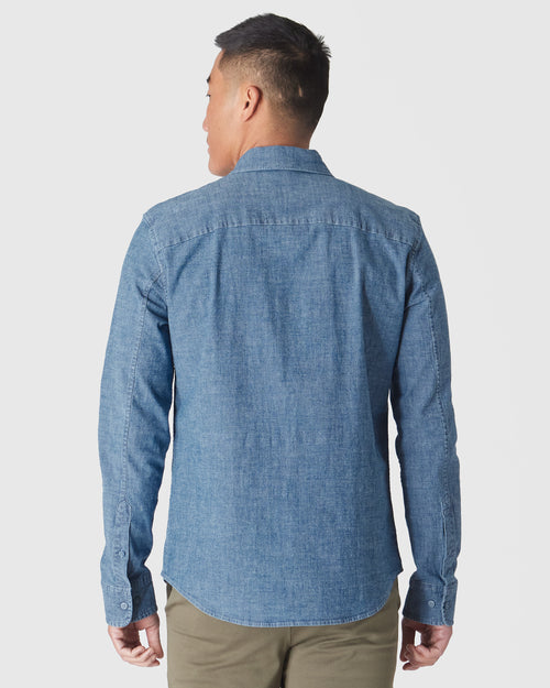 Light Indigo Wash Long Sleeve Chambray Shirt