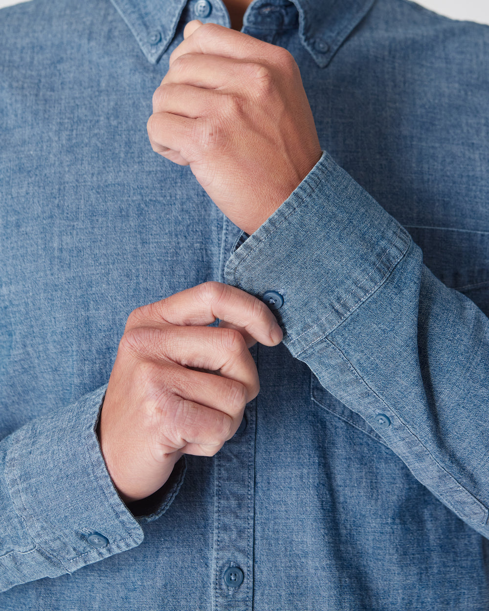 Light Indigo Wash Long Sleeve Chambray Shirt