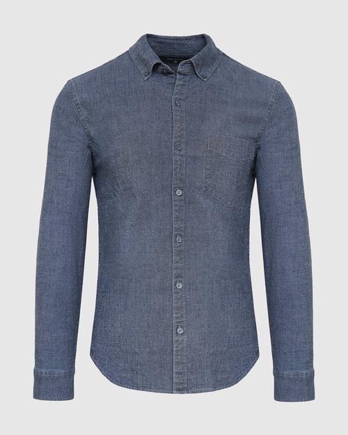 Medium Indigo Wash Long Sleeve Chambray Shirt