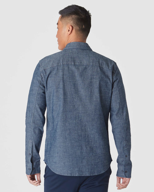 Medium Indigo Wash Long Sleeve Chambray Shirt