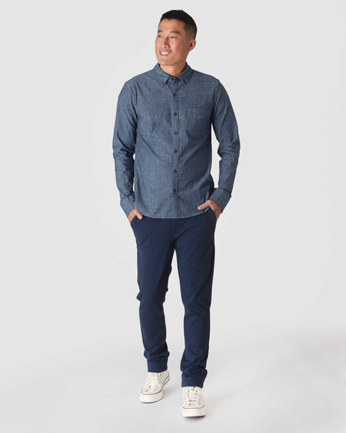 Medium Indigo Wash Long Sleeve Chambray Shirt