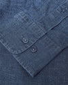 Medium Indigo Wash Long Sleeve Chambray Shirt sleeve cuff with buttons.