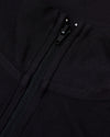 Black Active Quarter Zip Shirt with close-up of black zipper detail.