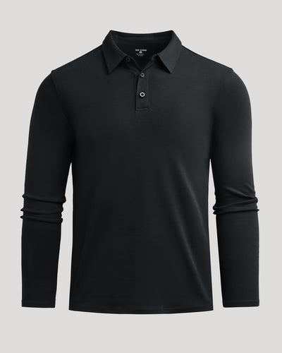 Premium Pima Long Sleeve Polo - Black