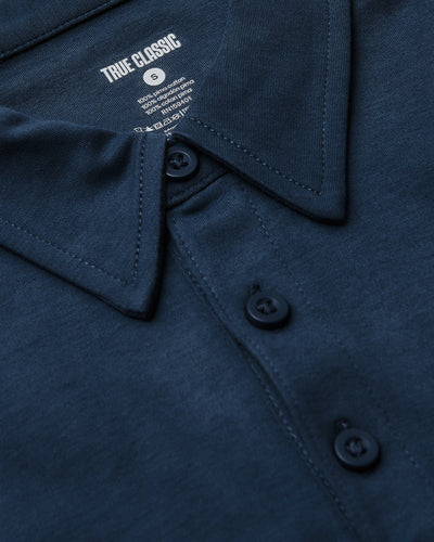 Premium Pima Long Sleeve Polo - Navy