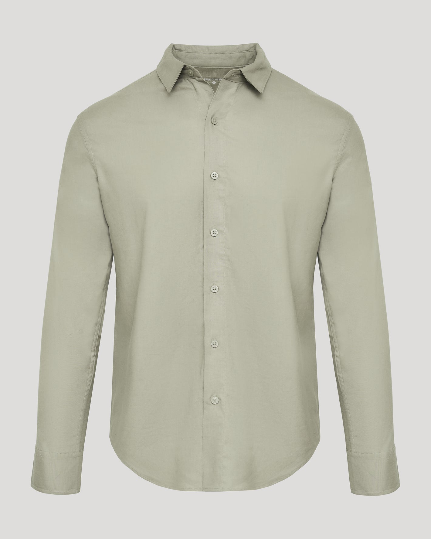 Mossy Oak Long Sleeve Linen Shirt in muted green.