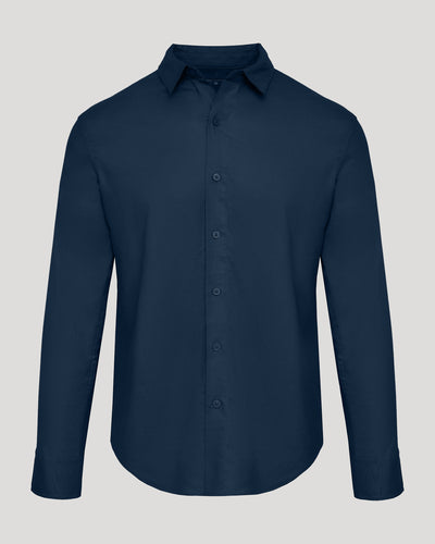 Linen Long Sleeve Shirt - Navy