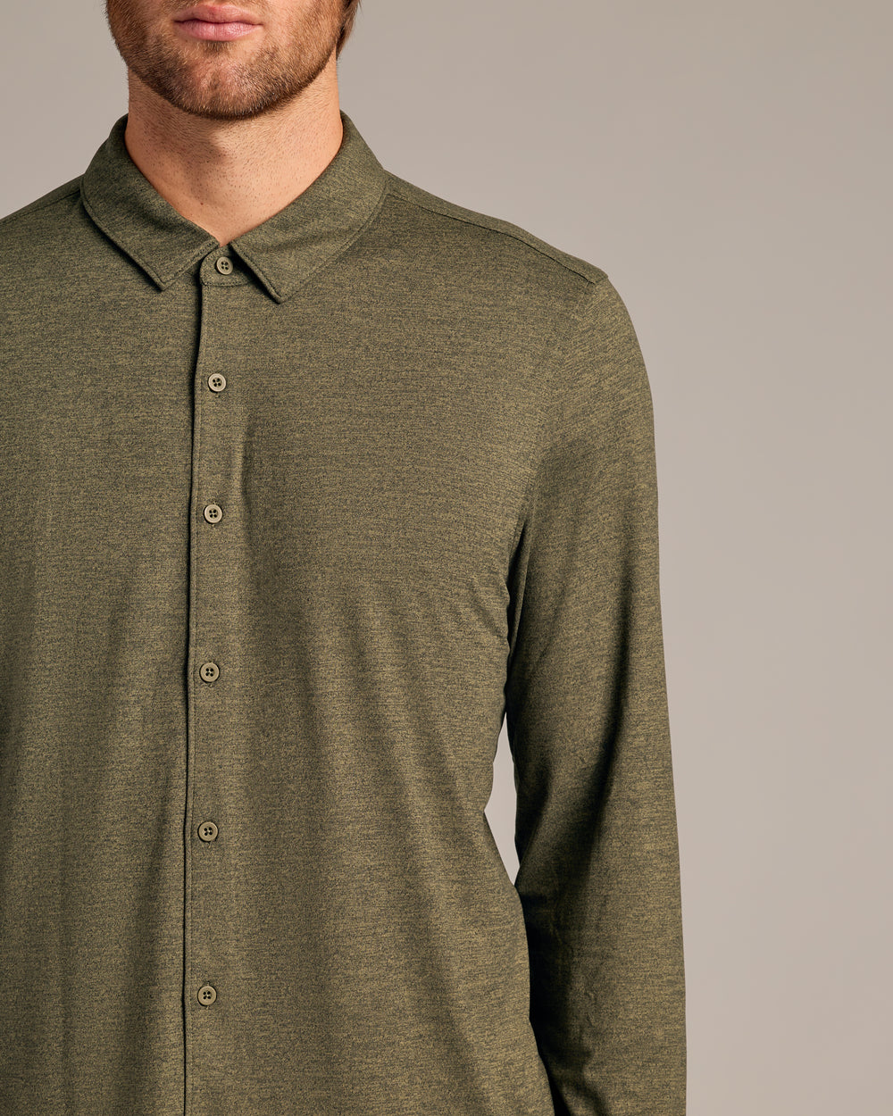 Dark Heather Military Green Long Sleeve Do-It-All Comfort Shirt