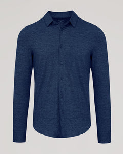 True ClassicBlue button-up shirt on a light gray background