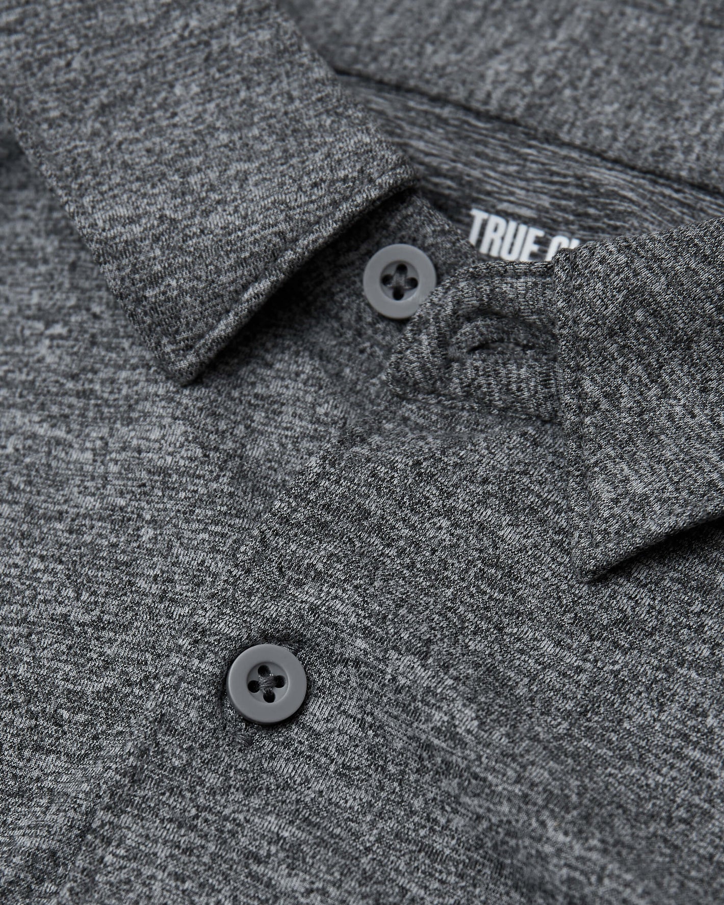 Heather Gray Long Sleeve Do-It-All Comfort Shirt with folded collar and buttons.