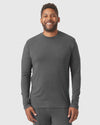 Man modeling Charcoal Heather Gray Loungewear Long Sleeve Tee and Jogger Set.
