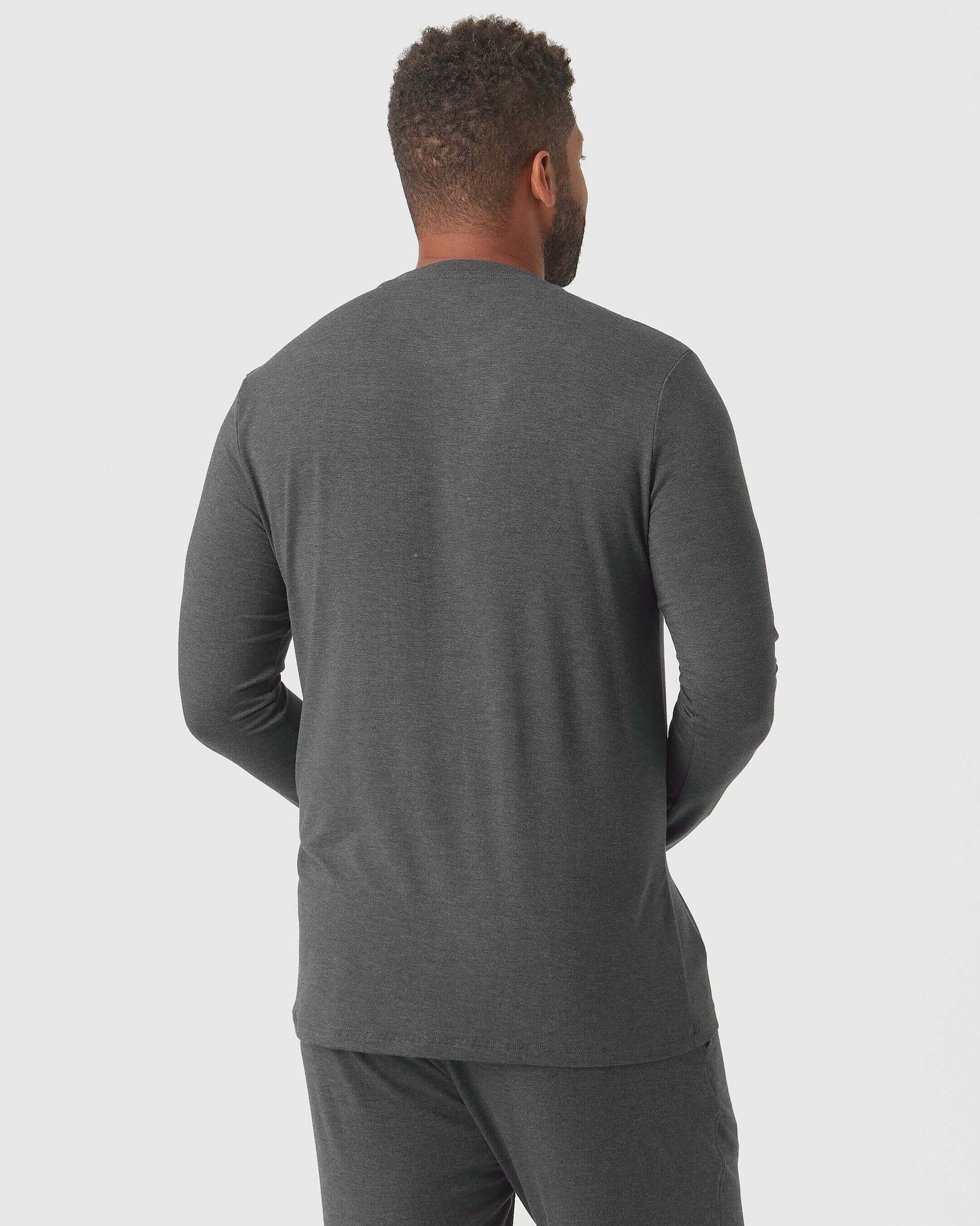 Charcoal Heather Gray Loungewear Set, back view, relaxed fit.