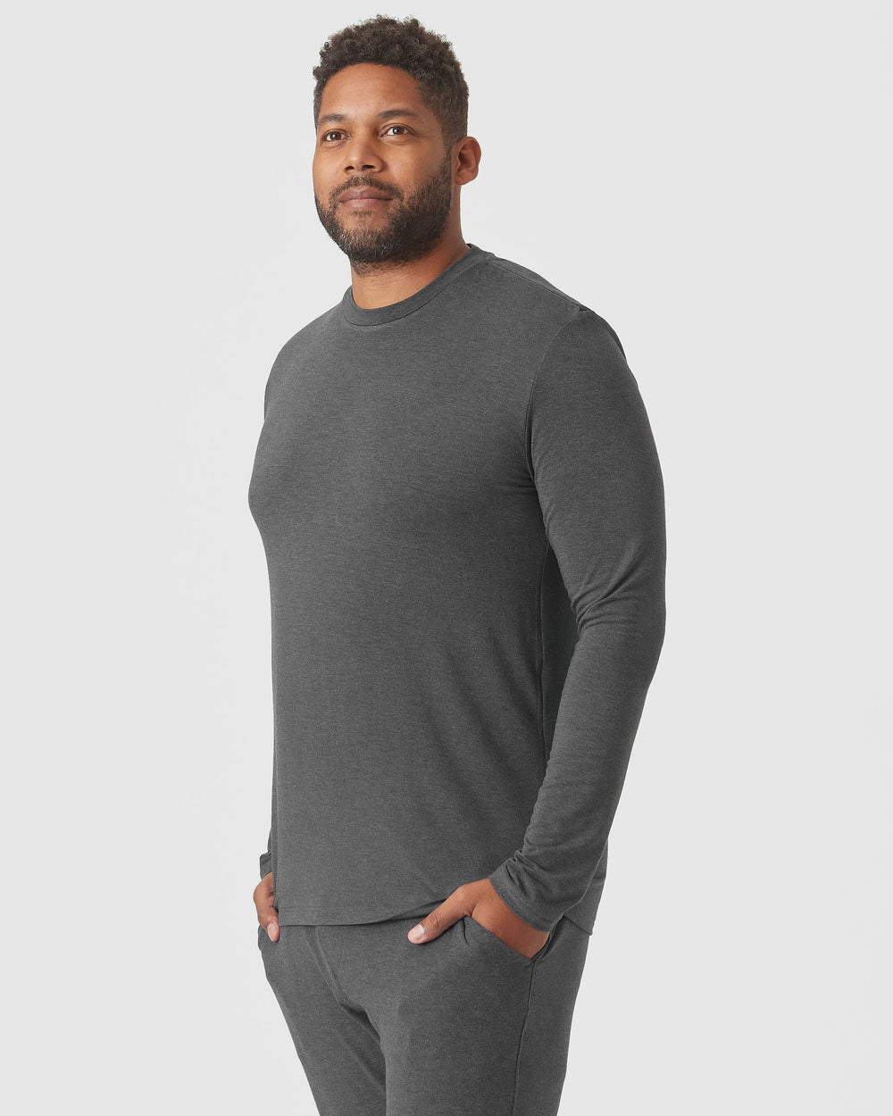 Charcoal Heather Gray Long Sleeve Loungewear Tee