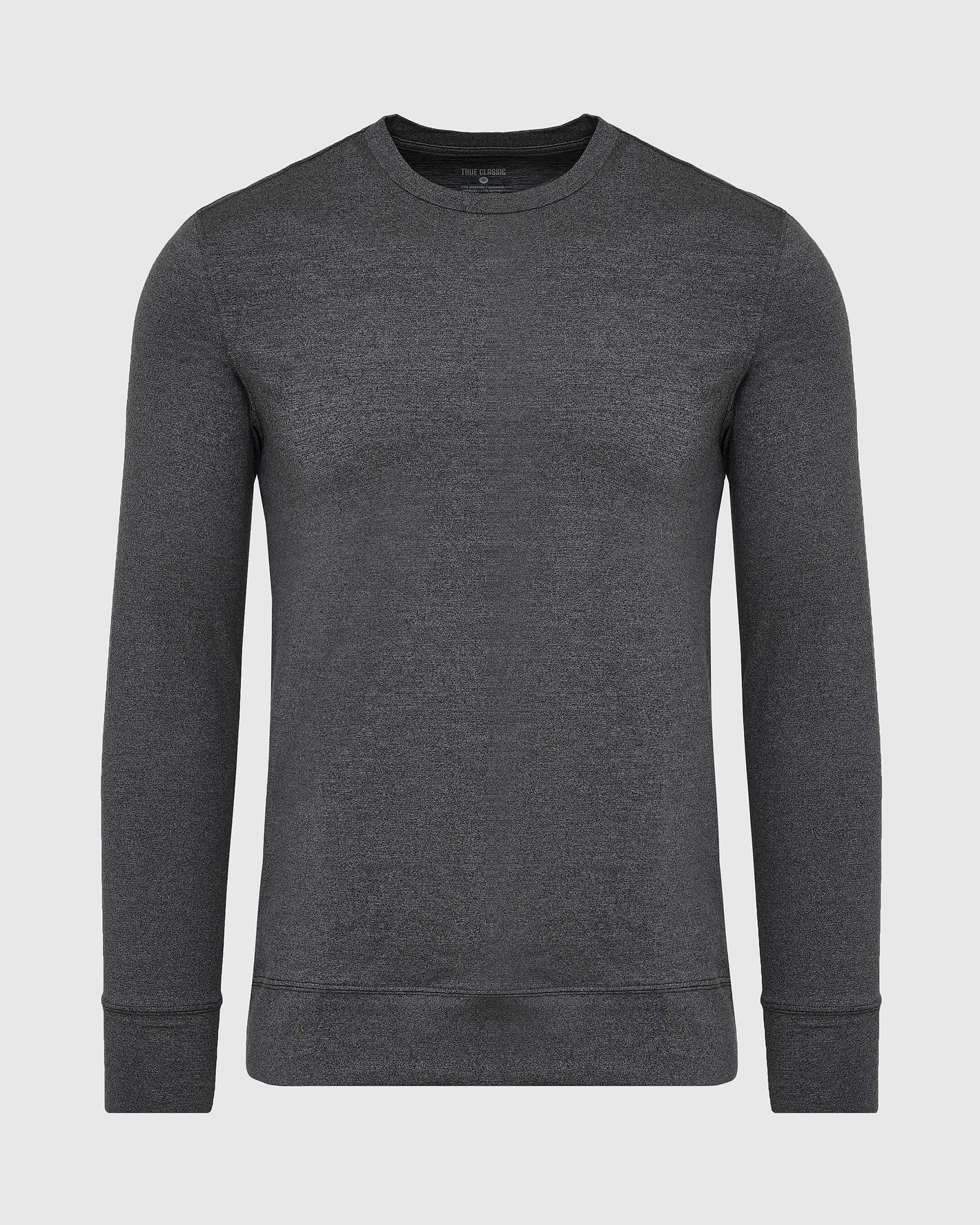 Charcoal Heather Active Comfort Crew Sweatshirt with ribbed details.