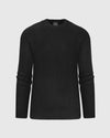Black Crew Neck Sweater, long-sleeve, ribbed details, athletic fit.