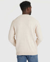 Heather Oatmeal Crew Neck Sweater, back view, paired with jeans.