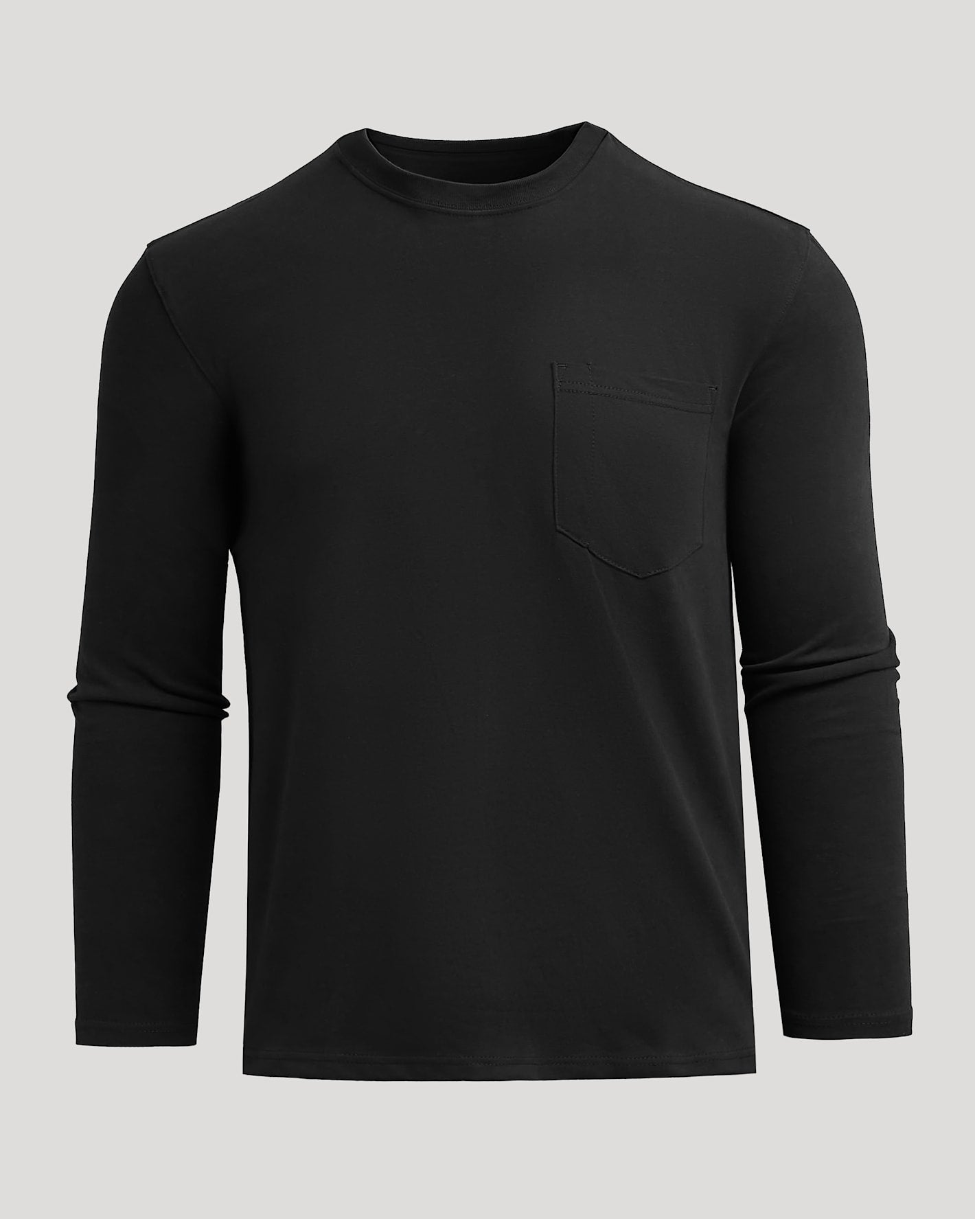 Black Heavyweight Long Sleeve Pocket Crew with a chest pocket.